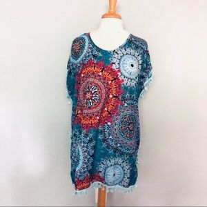 Yincra Blue Red Orange Colorful Swim Beach Pool Cover Up Size 8